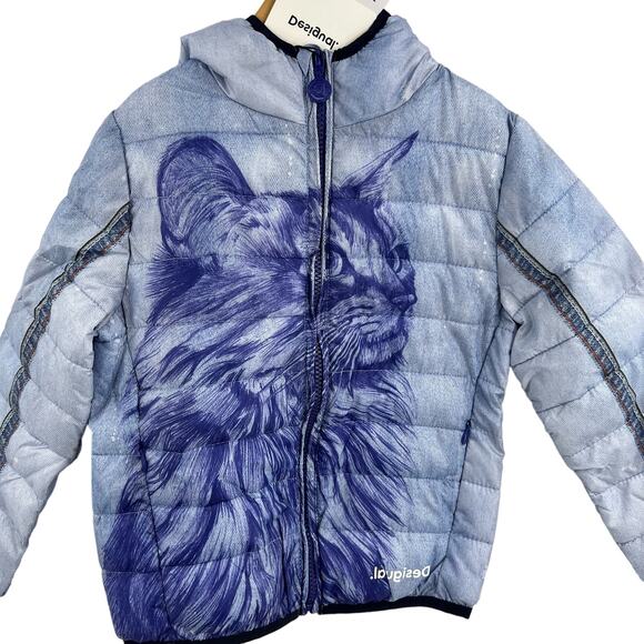 Desigual Kids Puffer Jacket 5/6 Packable with Hood New - Picture 1 of 7
